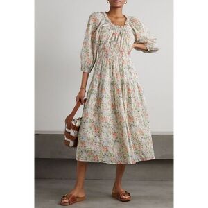 The Great Moonstone Gathered Floral Cotton Midi Dress – S – NWT